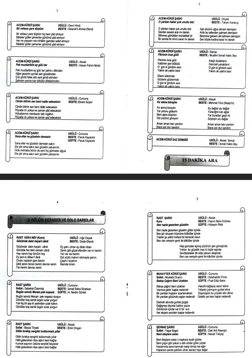 Acem-Kürdî Fasıl Beraber ve Solo Eserler